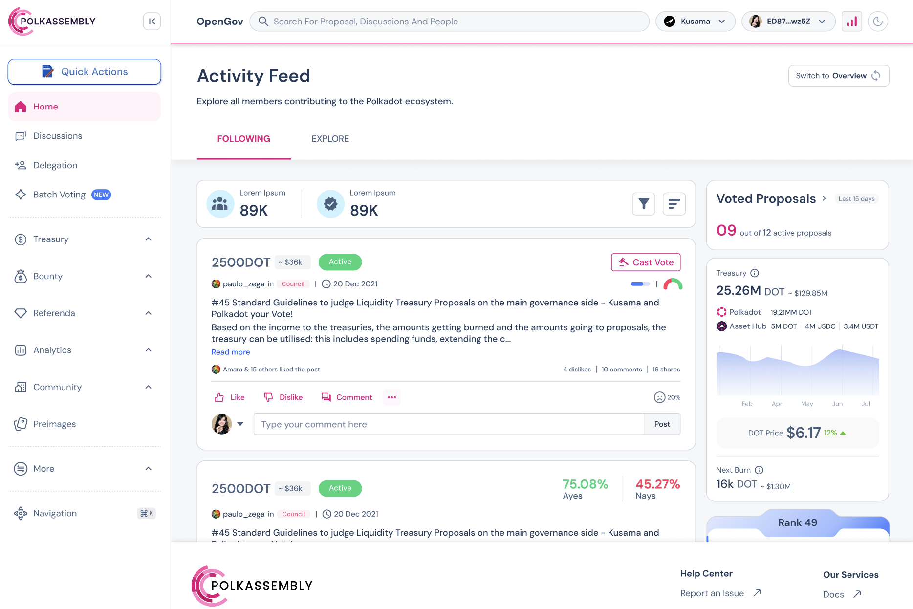 Polkassembly Governance Platform Interface